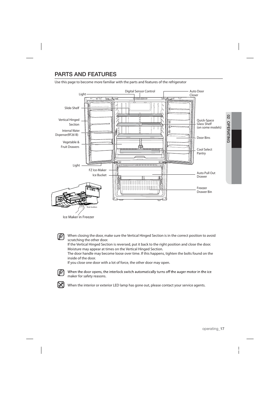 Parts and features | Samsung RF26HFPNBSR-AA User Manual | Page 17 / 84