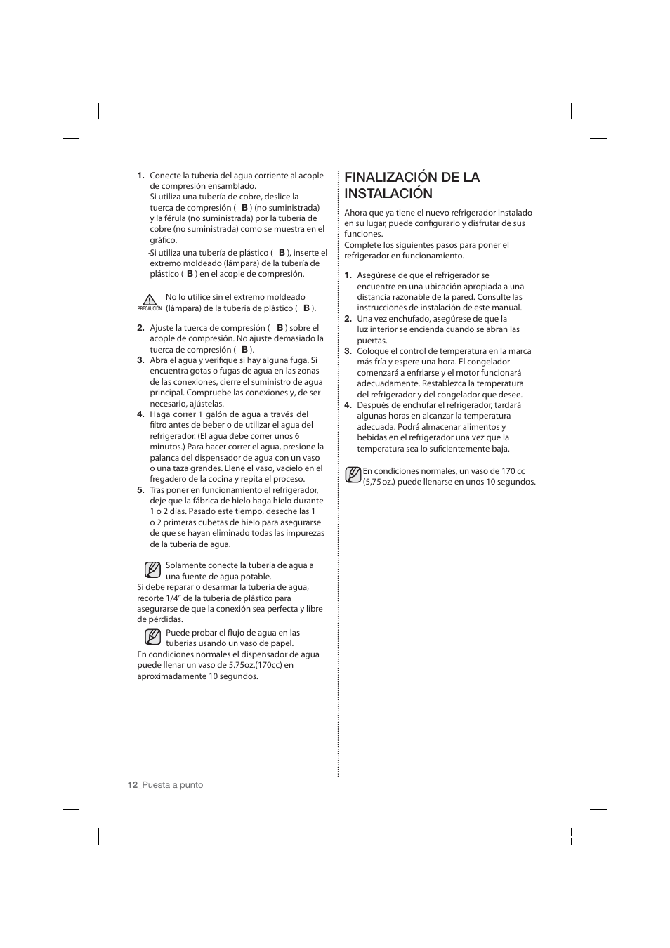 Finalización de la instalación | Samsung RF26HFPNBSR-AA User Manual | Page 40 / 84