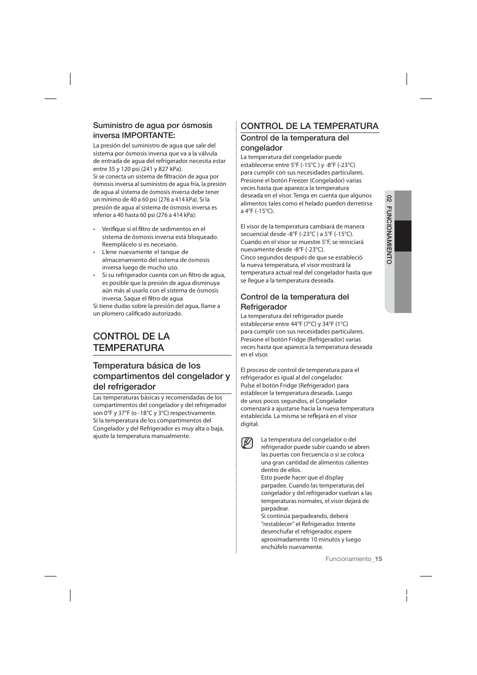 Control de la temperatura | Samsung RF26HFPNBSR-AA User Manual | Page 43 / 84