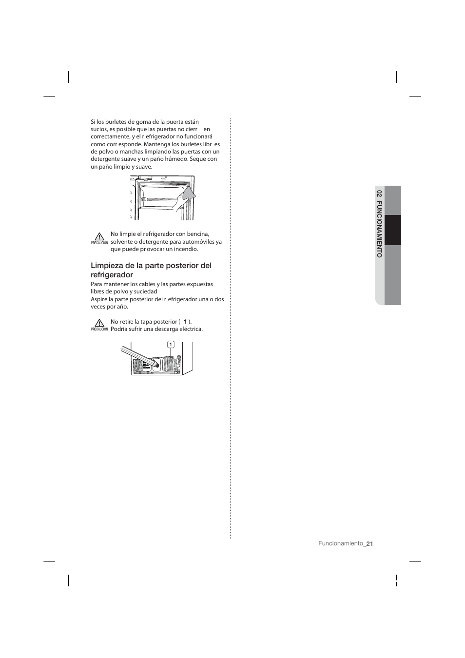 Limpieza de la parte posterior del refrigerador | Samsung RF26HFPNBSR-AA User Manual | Page 49 / 84