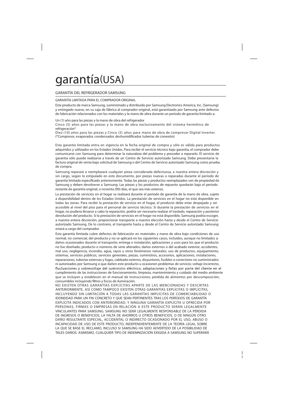 Garantía, Usa) | Samsung RF26HFPNBSR-AA User Manual | Page 53 / 84