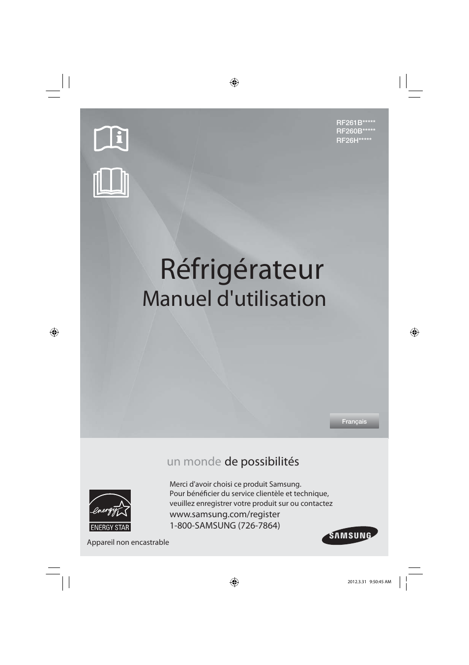 Réfrigérateur, Manuel d'utilisation | Samsung RF26HFPNBSR-AA User Manual | Page 57 / 84