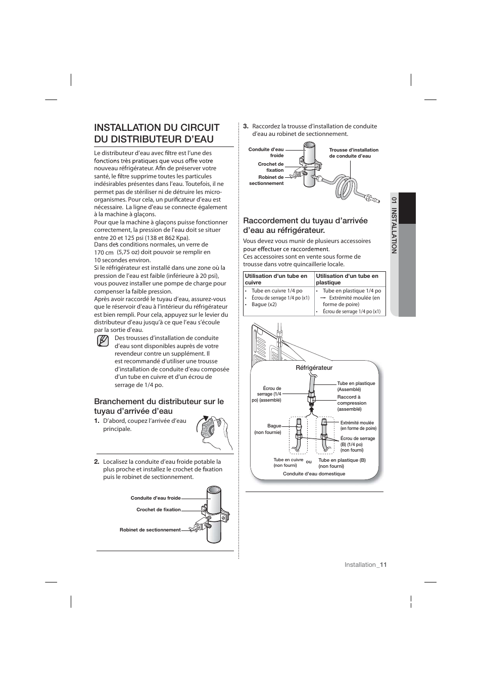 Installation du circuit du distributeur d’eau | Samsung RF26HFPNBSR-AA User Manual | Page 67 / 84