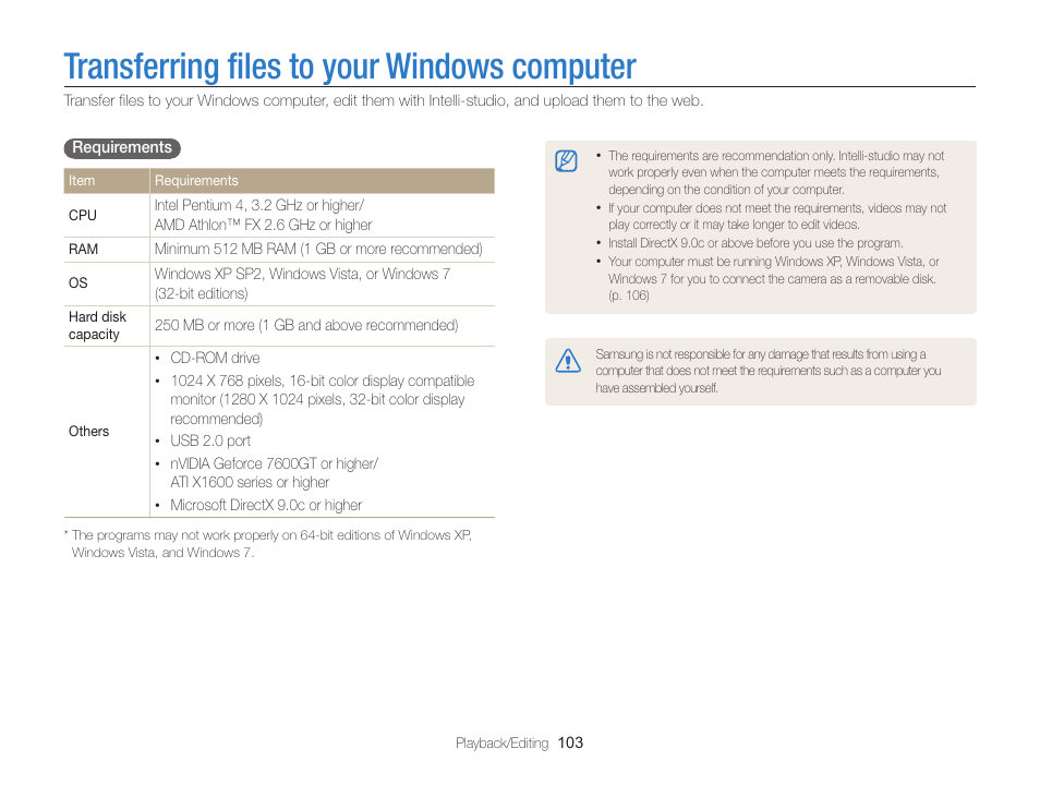 Transferring files to your windows computer | Samsung EC-MV800ZBPBUS User Manual | Page 104 / 146