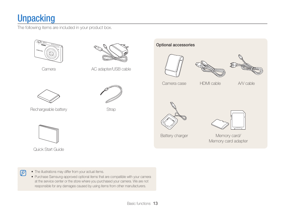 Unpacking | Samsung EC-MV800ZBPBUS User Manual | Page 14 / 146
