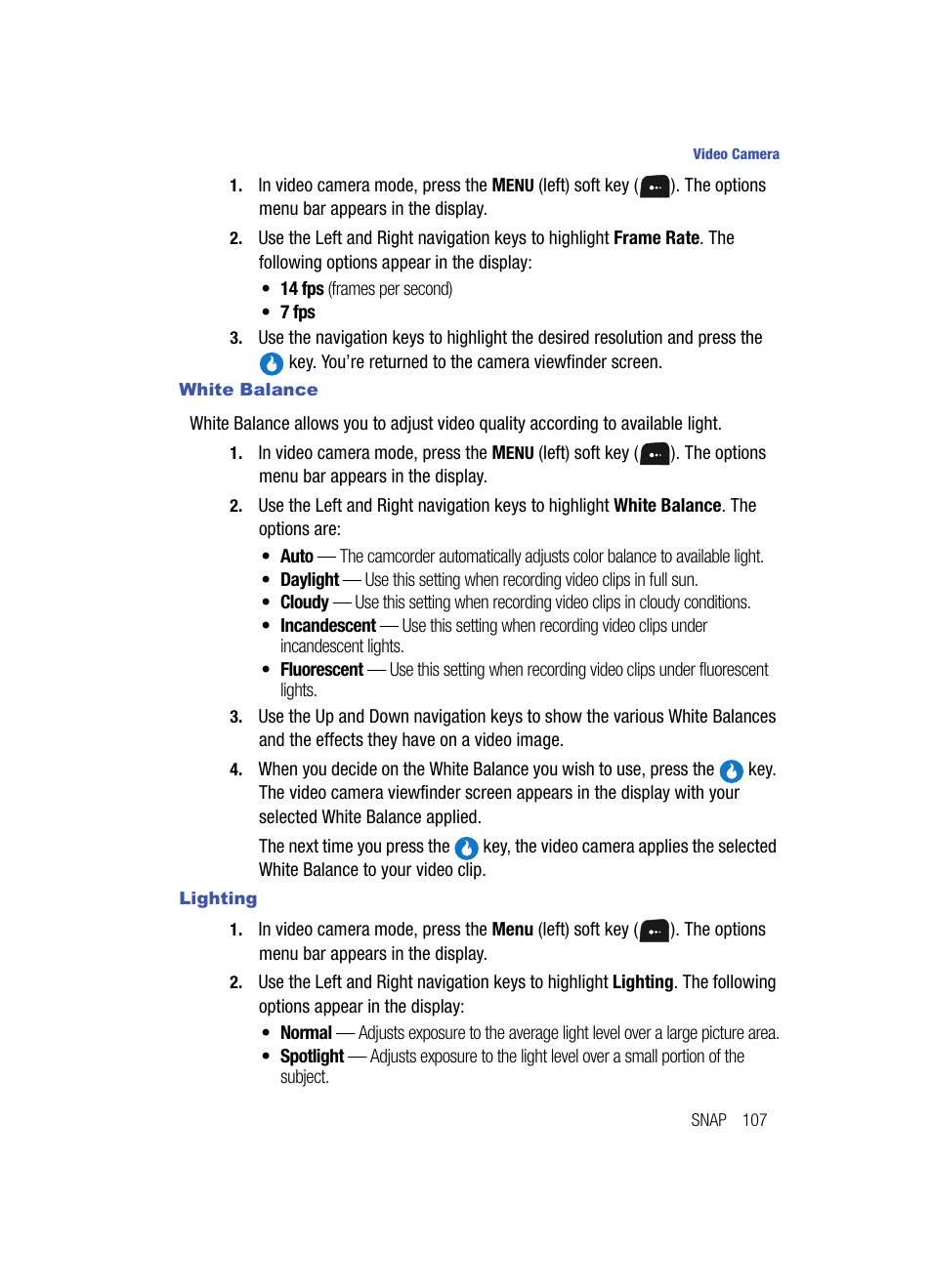 White balance, Lighting | Samsung SPH-A513BKASKE User Manual | Page 107 / 197