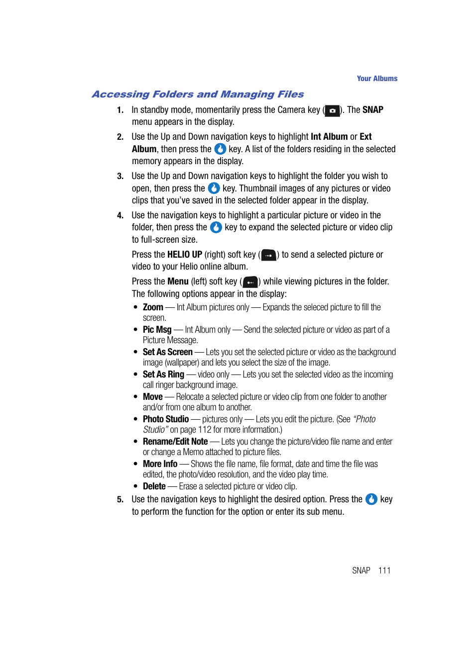 Accessing folders and managing files | Samsung SPH-A513BKASKE User Manual | Page 111 / 197