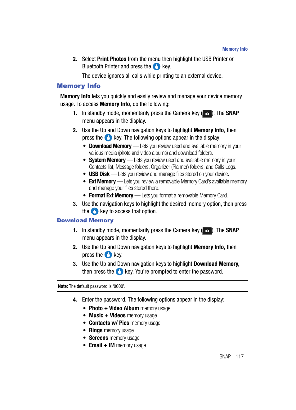 Memory info, Download memory | Samsung SPH-A513BKASKE User Manual | Page 117 / 197