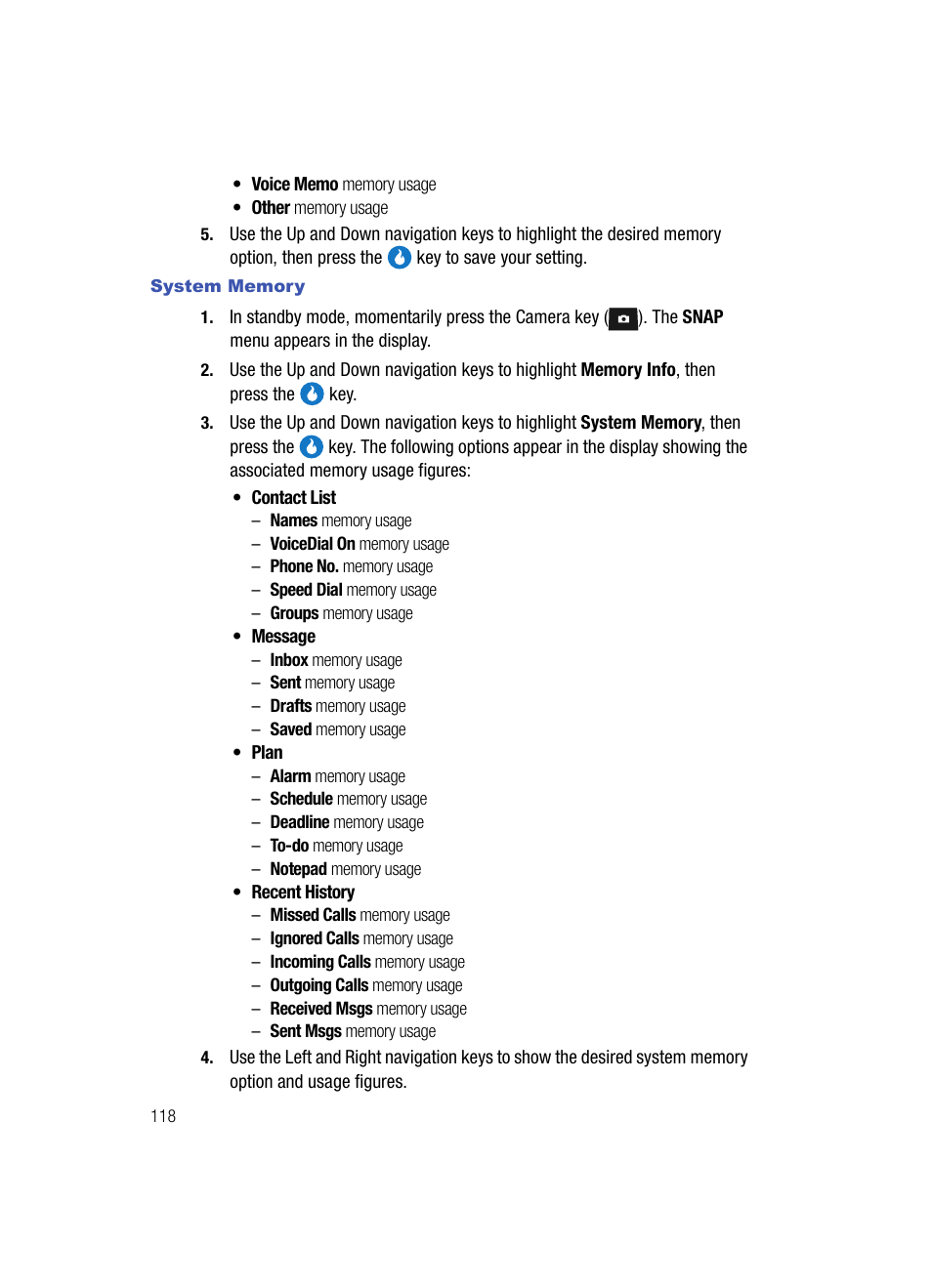 System memory | Samsung SPH-A513BKASKE User Manual | Page 118 / 197