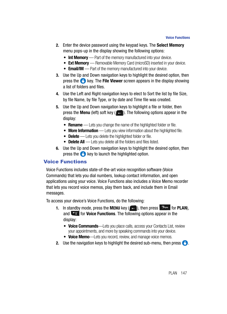 Voice functions | Samsung SPH-A513BKASKE User Manual | Page 147 / 197