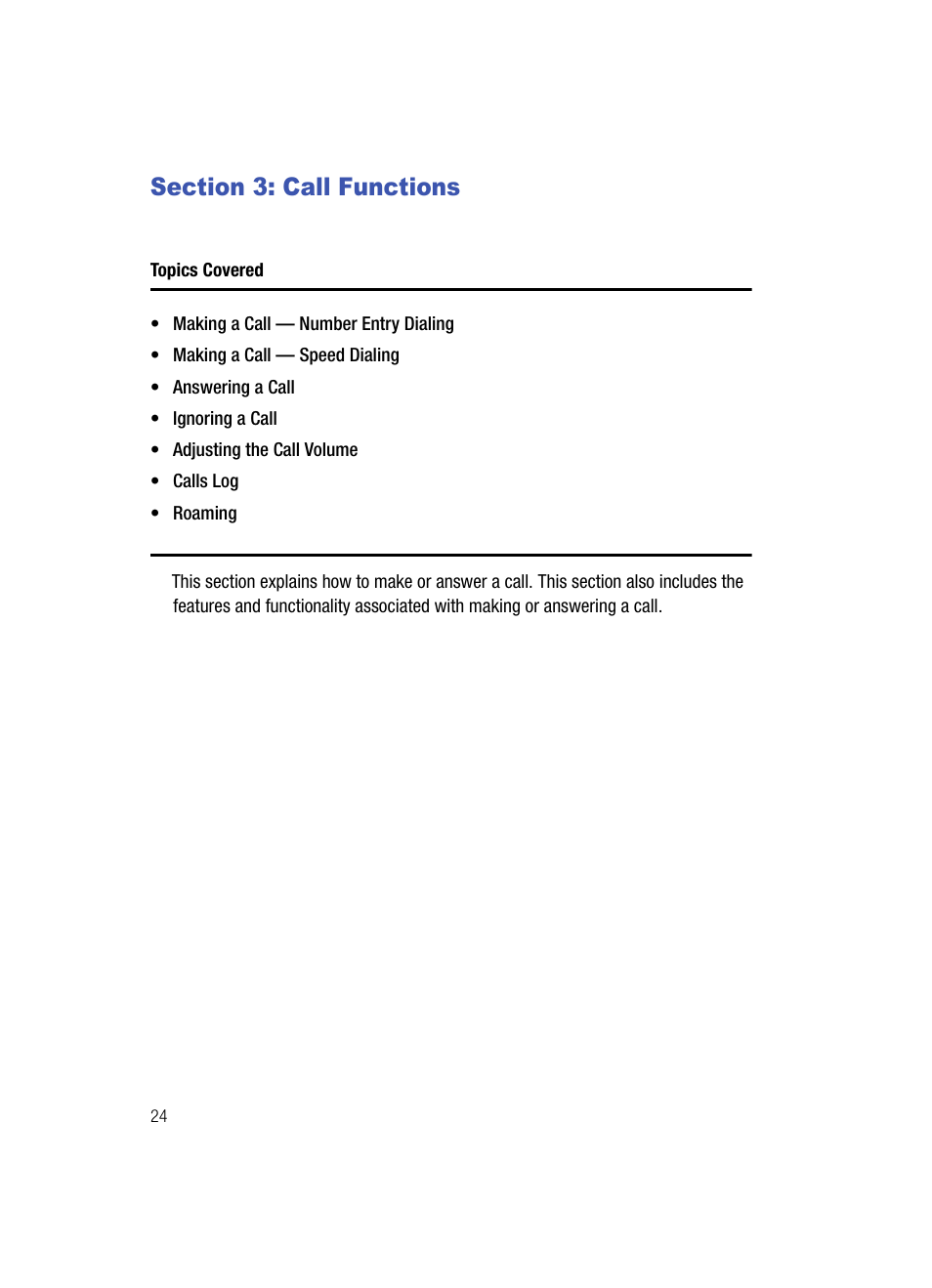 Section 3: call functions, Call functions | Samsung SPH-A513BKASKE User Manual | Page 24 / 197