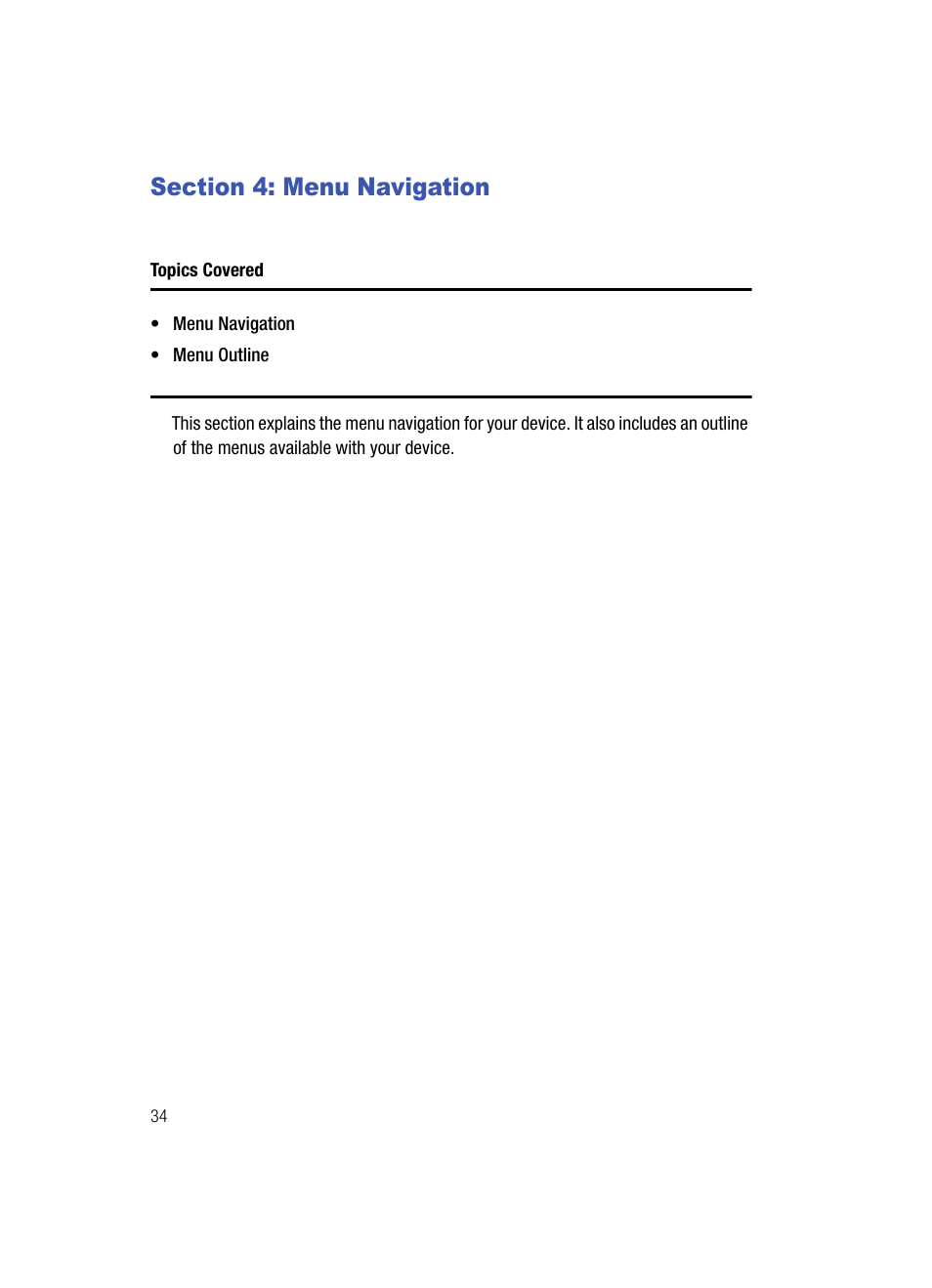 Section 4: menu navigation, Menu navigation | Samsung SPH-A513BKASKE User Manual | Page 34 / 197