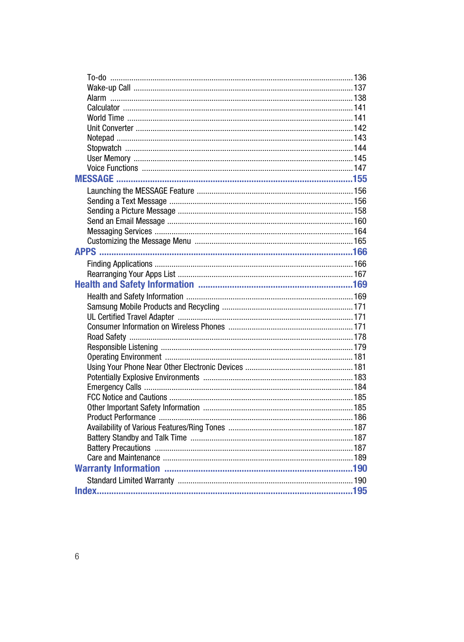 Samsung SPH-A513BKASKE User Manual | Page 6 / 197