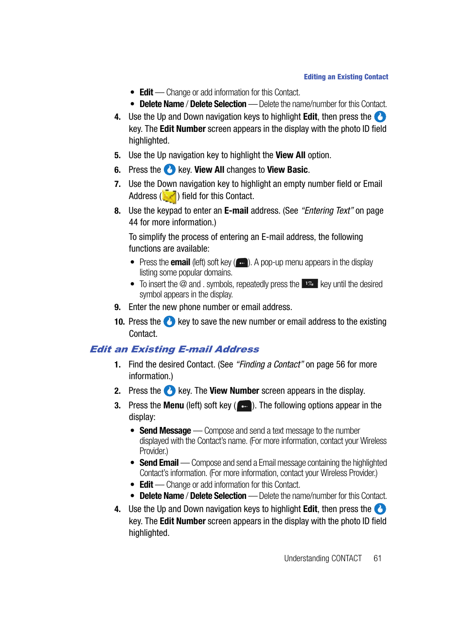 Edit an existing e-mail address | Samsung SPH-A513BKASKE User Manual | Page 61 / 197