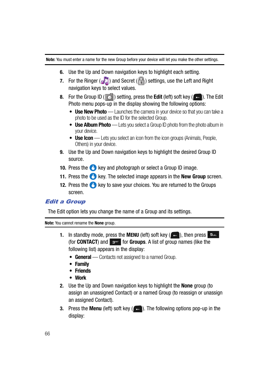Edit a group | Samsung SPH-A513BKASKE User Manual | Page 66 / 197