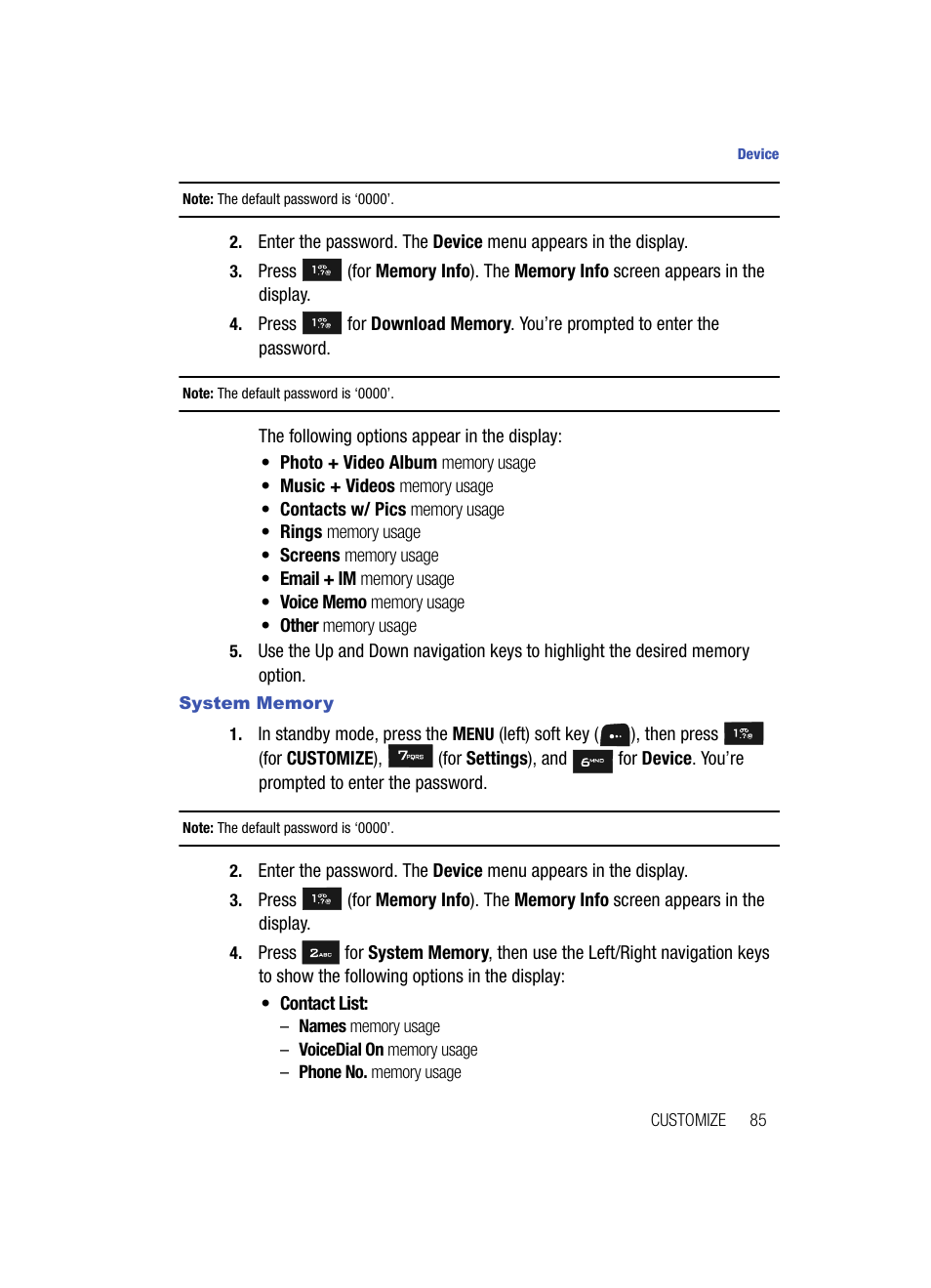 System memory | Samsung SPH-A513BKASKE User Manual | Page 85 / 197