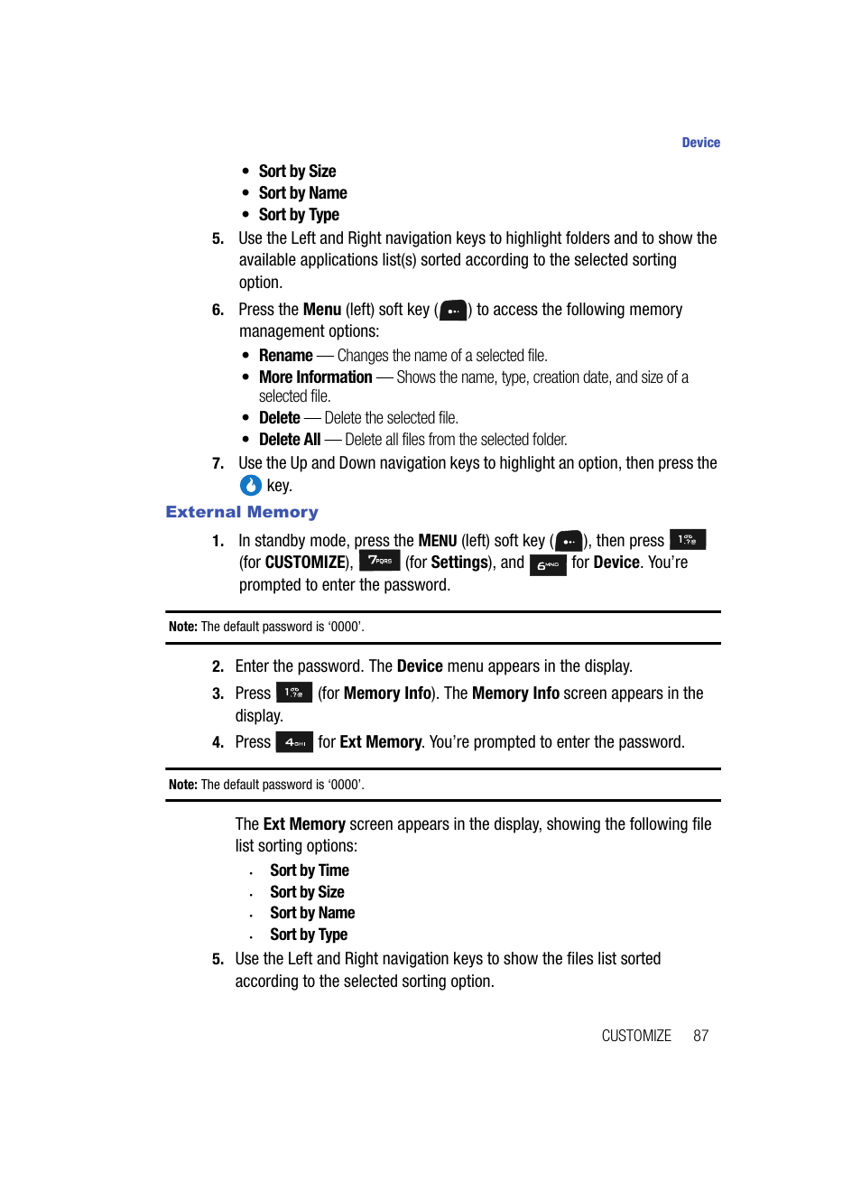 External memory | Samsung SPH-A513BKASKE User Manual | Page 87 / 197