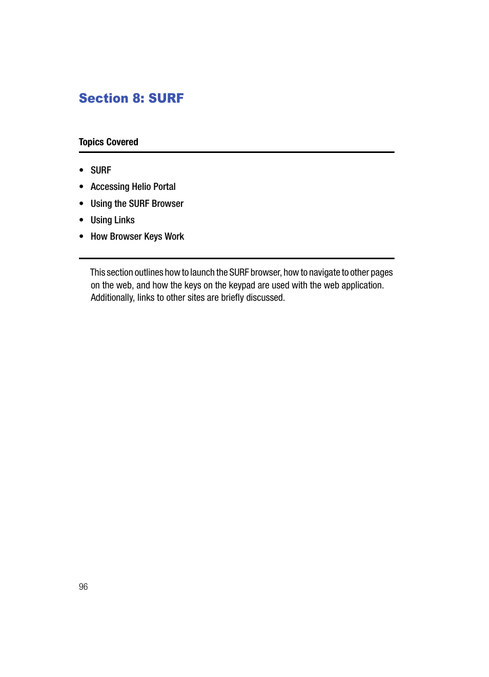 Section 8: surf, Surf | Samsung SPH-A513BKASKE User Manual | Page 96 / 197