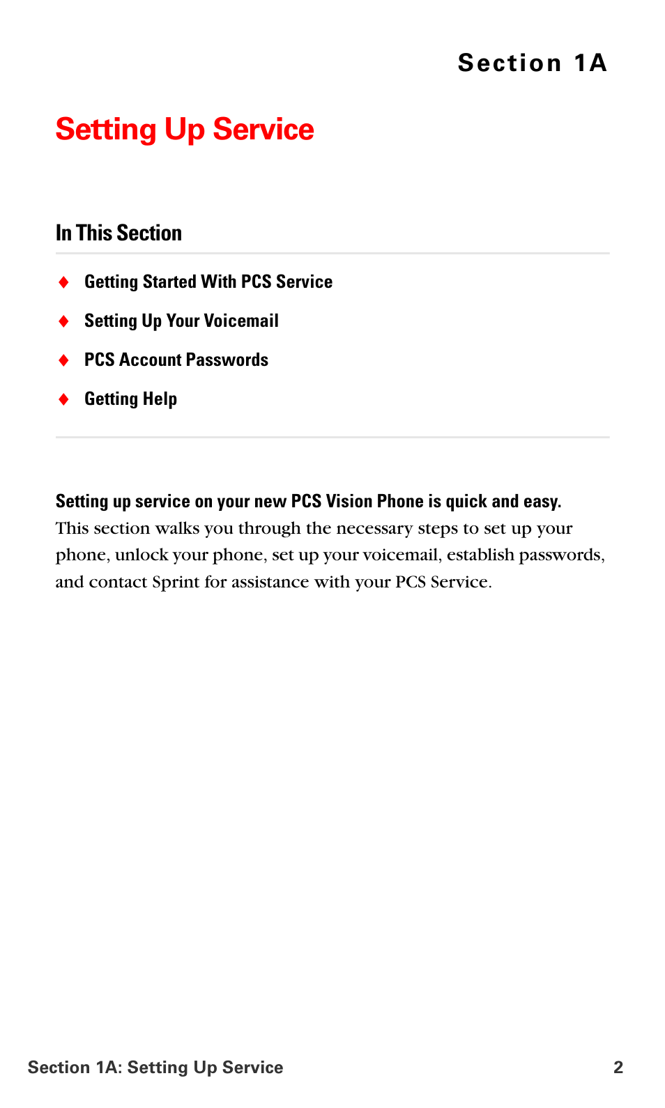 Setting up service, 1a.setting up service | Samsung SPH-A660MSPXAR User Manual | Page 10 / 190