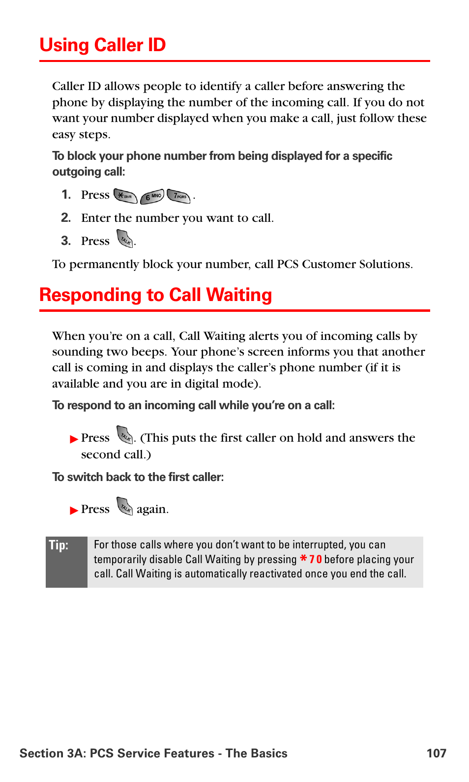 Using caller id, Responding to call waiting | Samsung SPH-A660MSPXAR User Manual | Page 115 / 190