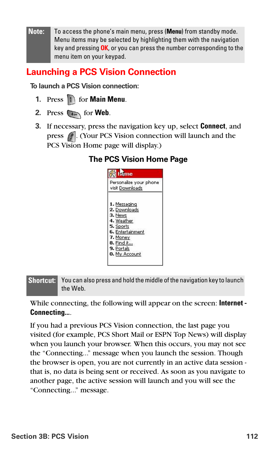Launching a pcs vision connection | Samsung SPH-A660MSPXAR User Manual | Page 120 / 190