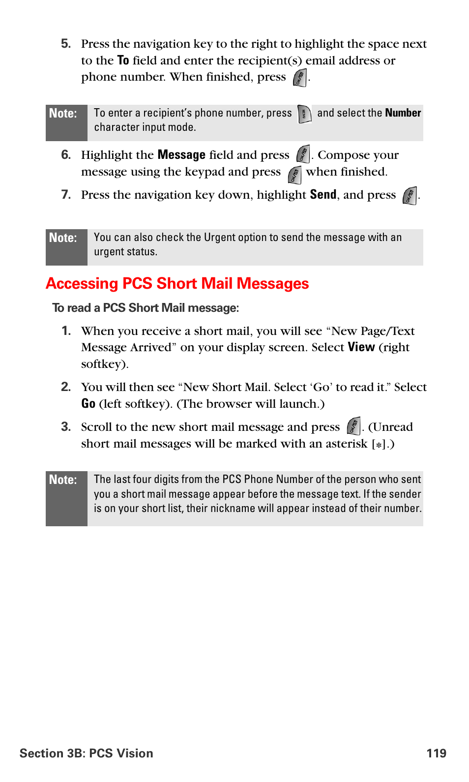 Accessing pcs short mail messages | Samsung SPH-A660MSPXAR User Manual | Page 127 / 190