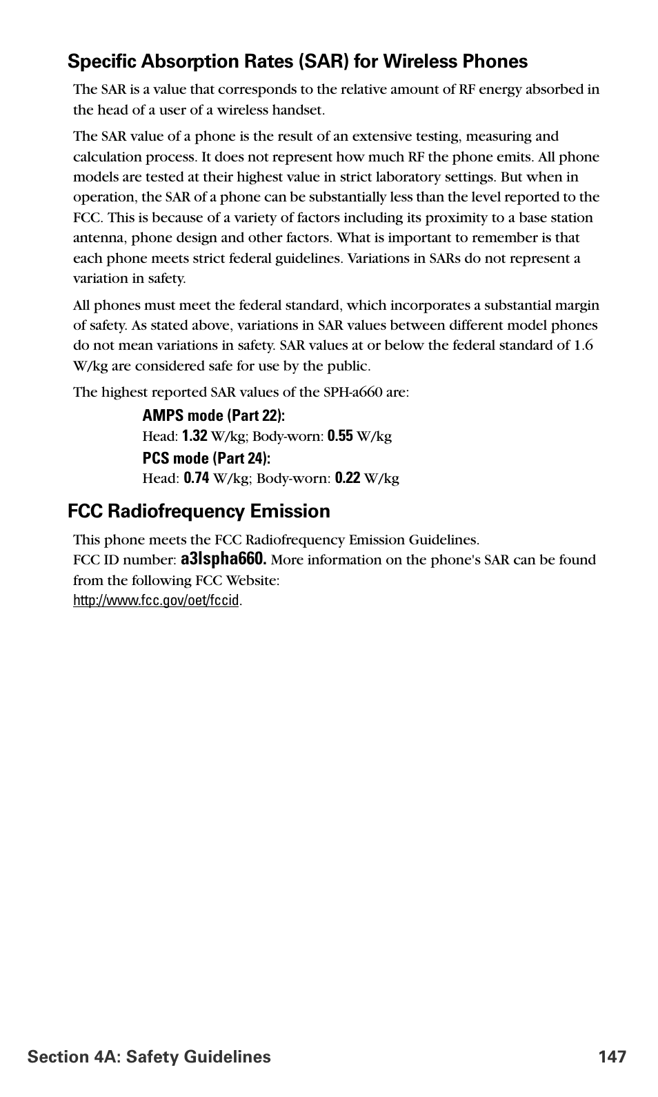 Fcc radiofrequency emission | Samsung SPH-A660MSPXAR User Manual | Page 155 / 190