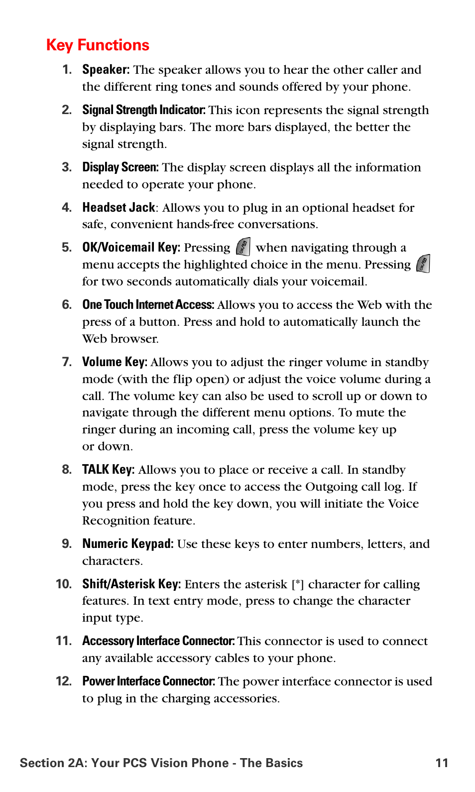 Key functions | Samsung SPH-A660MSPXAR User Manual | Page 19 / 190