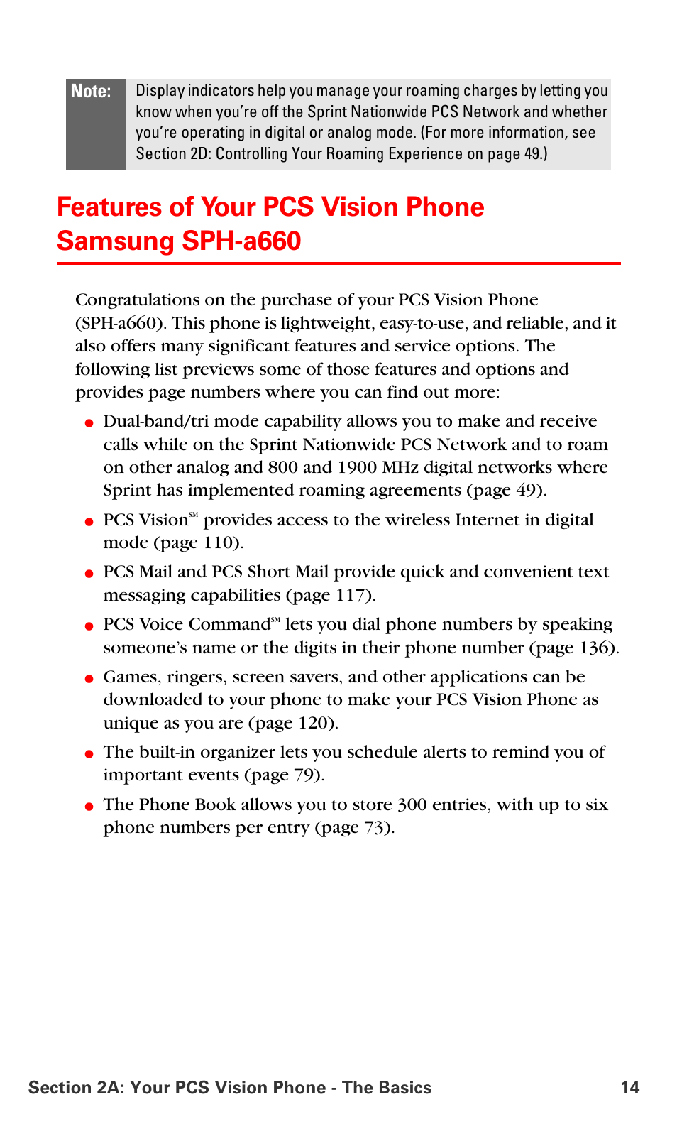 Features of your pcs vision phone samsung sph-a660 | Samsung SPH-A660MSPXAR User Manual | Page 22 / 190