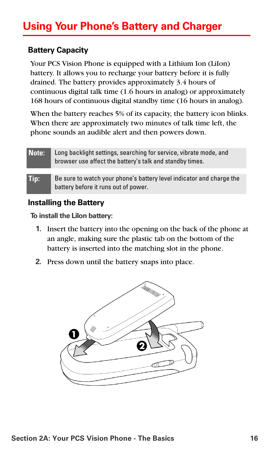 Using your phone’s battery and charger | Samsung SPH-A660MSPXAR User Manual | Page 24 / 190