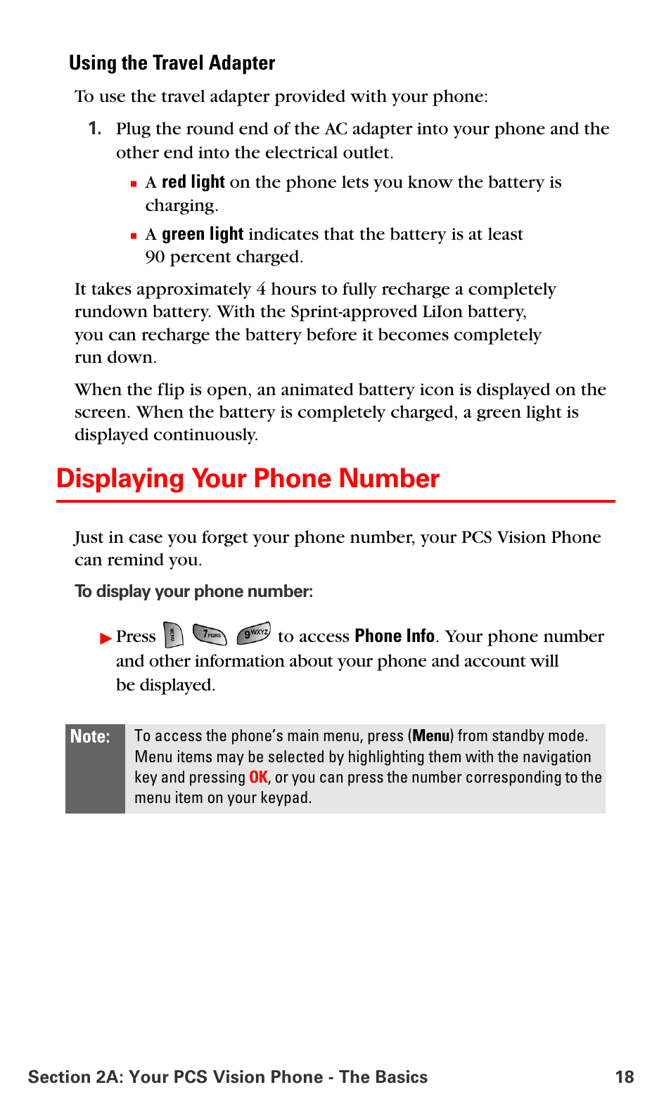 Displaying your phone number, Using the travel adapter | Samsung SPH-A660MSPXAR User Manual | Page 26 / 190