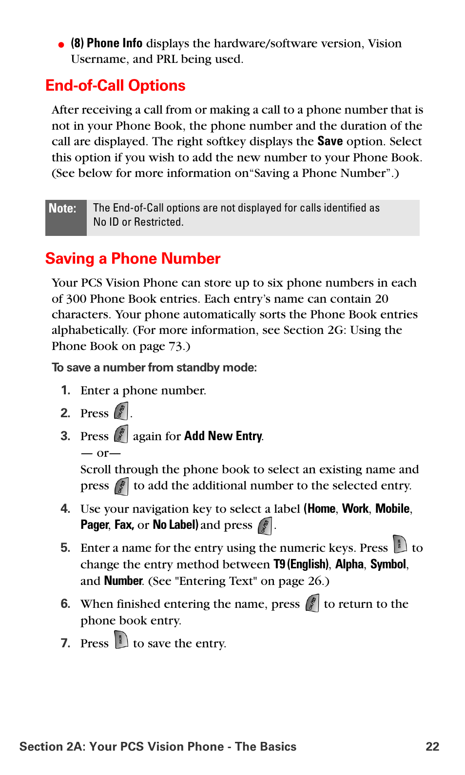 End-of-call options, Saving a phone number | Samsung SPH-A660MSPXAR User Manual | Page 30 / 190