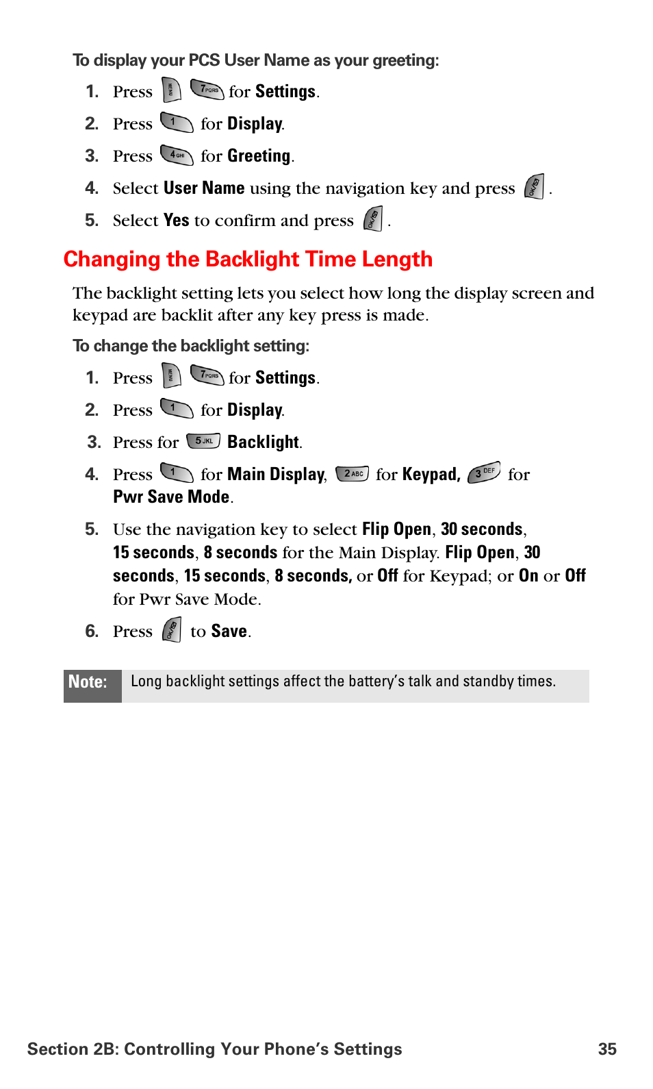 Changing the backlight time length | Samsung SPH-A660MSPXAR User Manual | Page 43 / 190