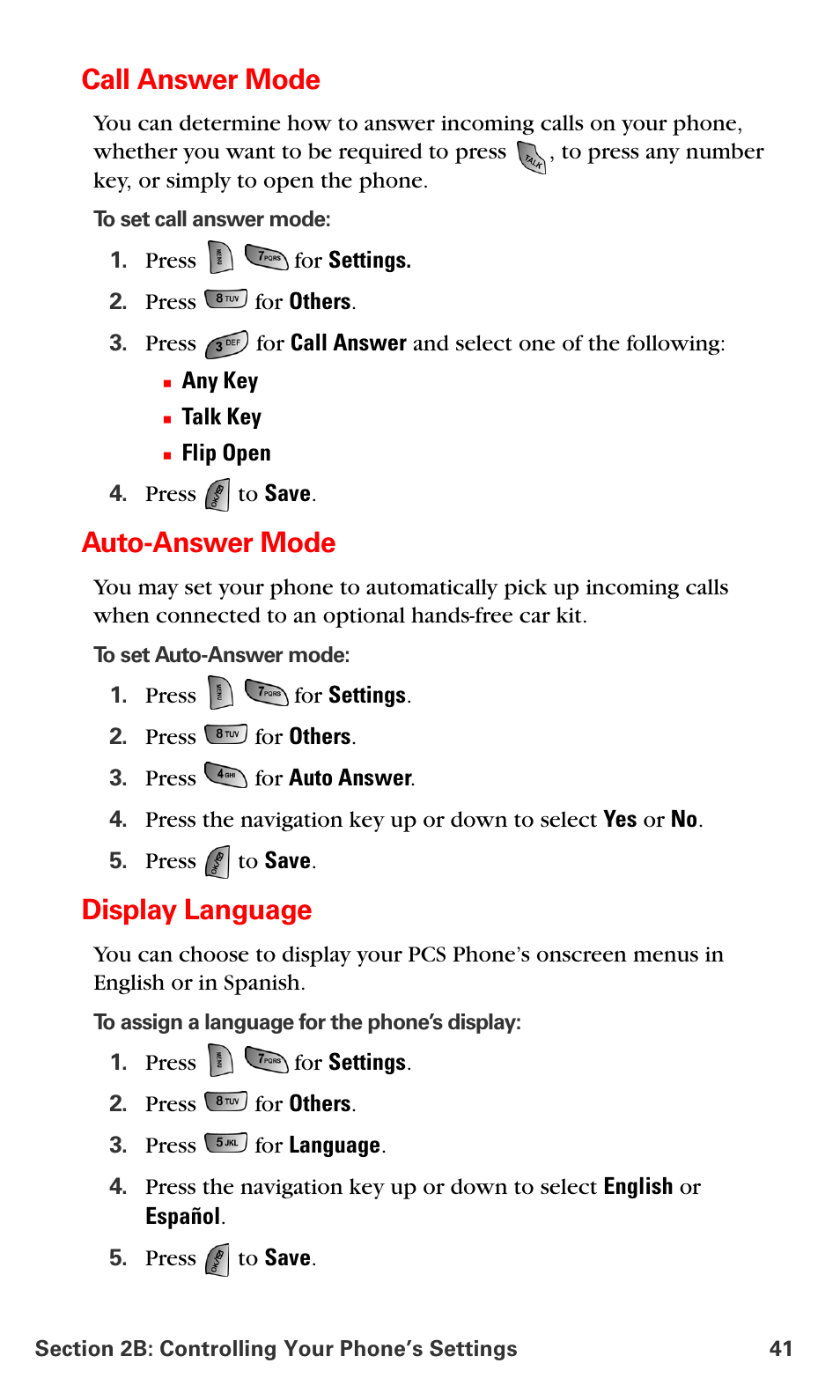 Call answer mode, Auto-answer mode, Display language | Samsung SPH-A660MSPXAR User Manual | Page 49 / 190