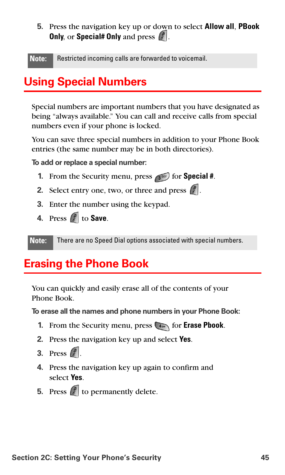 Using special numbers, Erasing the phone book | Samsung SPH-A660MSPXAR User Manual | Page 53 / 190