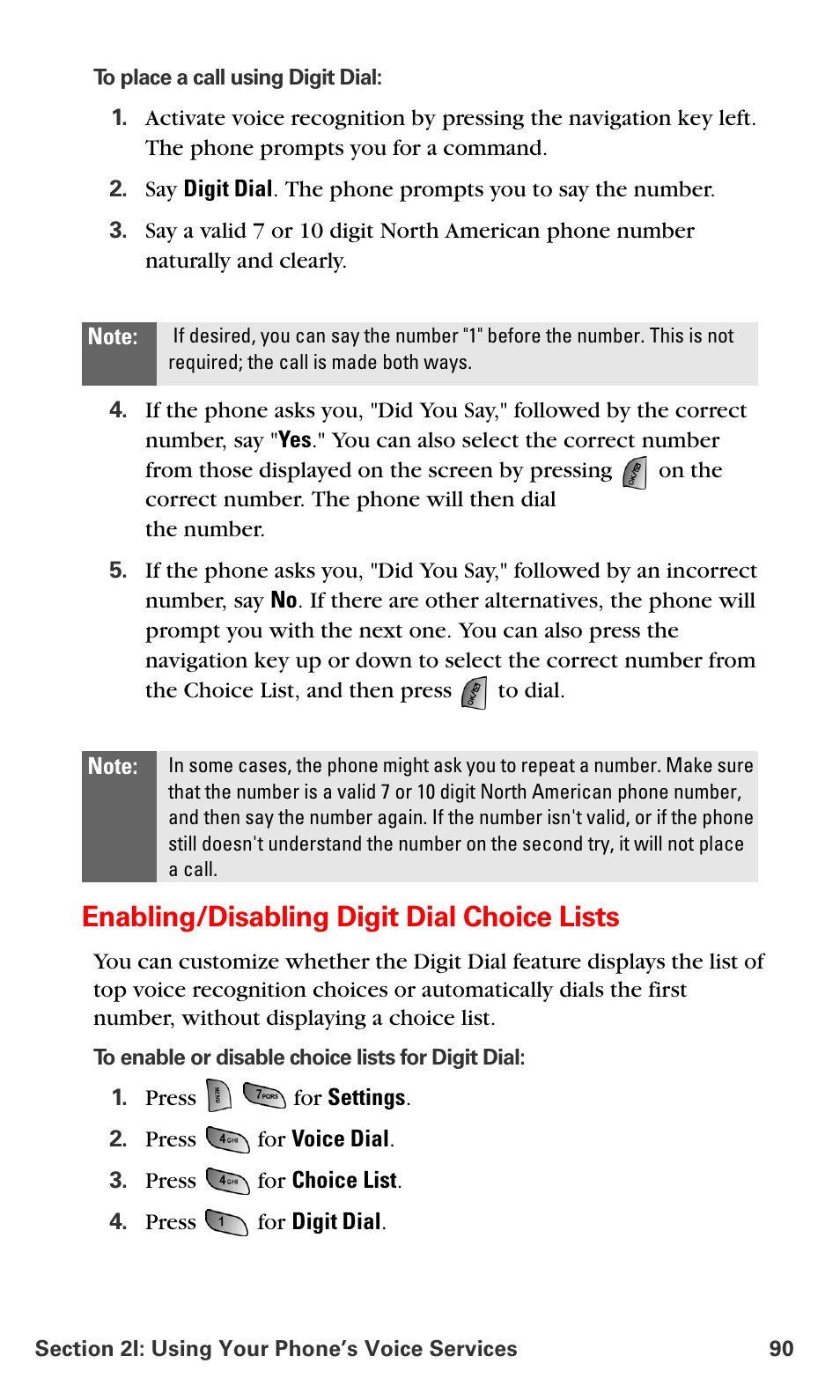 Enabling/disabling digit dial choice lists | Samsung SPH-A660MSPXAR User Manual | Page 98 / 190