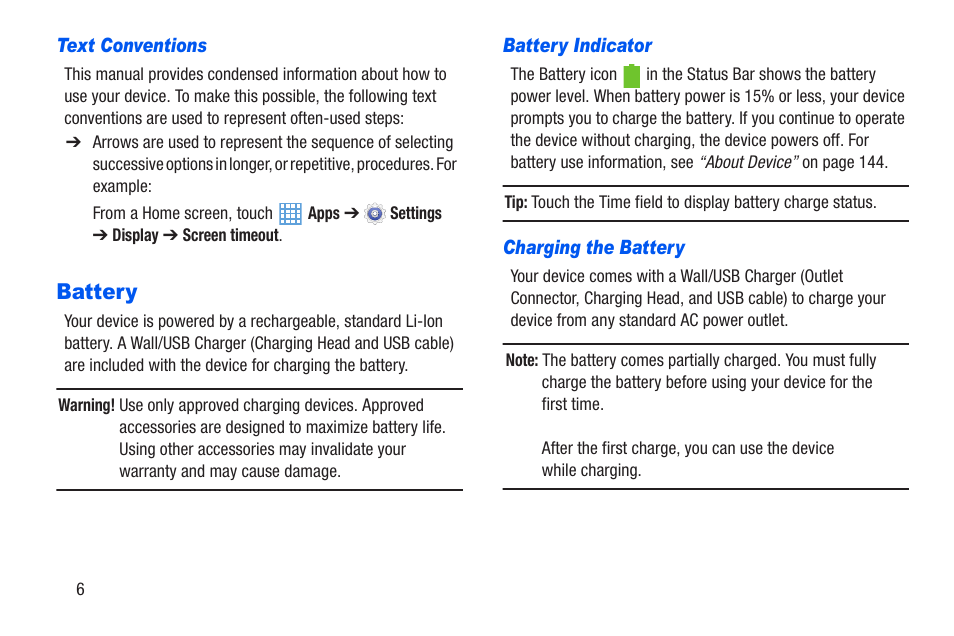 Battery | Samsung SM-T217AZKAATT User Manual | Page 12 / 191