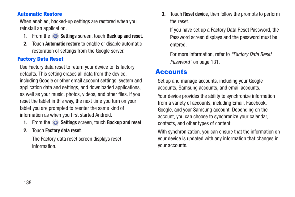 Accounts | Samsung SM-T217AZKAATT User Manual | Page 144 / 191
