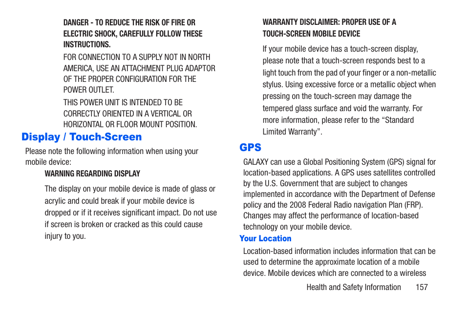 Display / touch-screen, Display / touch-screen gps | Samsung SM-T217AZKAATT User Manual | Page 163 / 191