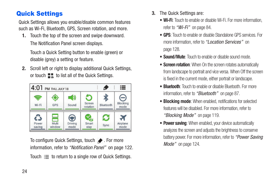 Quick settings | Samsung SM-T217AZKAATT User Manual | Page 30 / 191