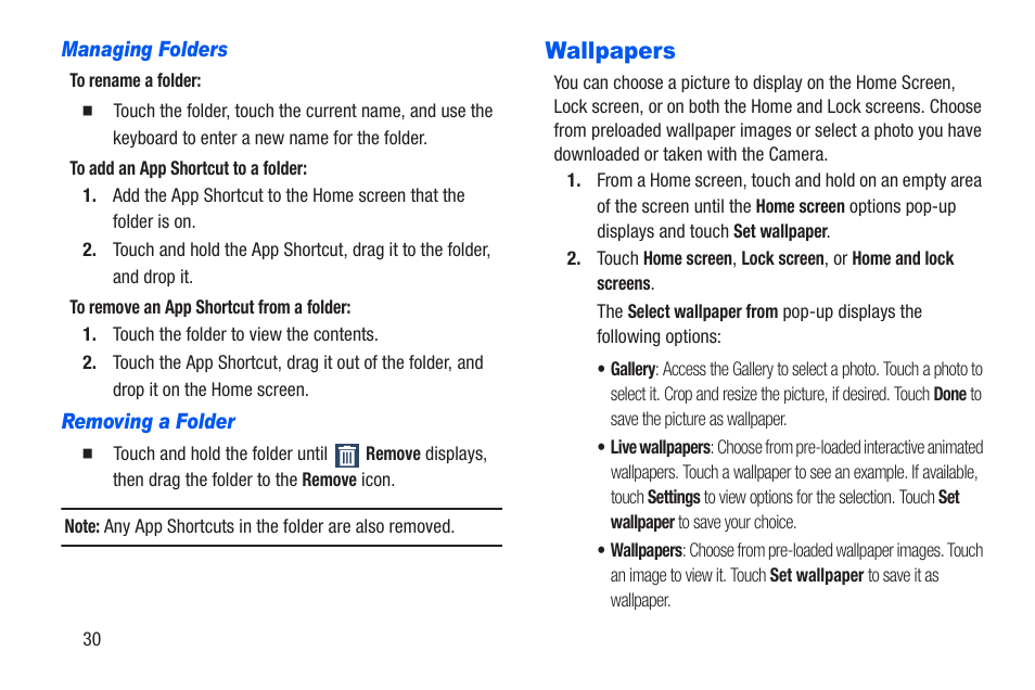 Wallpapers, For more information, refer to “wallpapers | Samsung SM-T217AZKAATT User Manual | Page 36 / 191