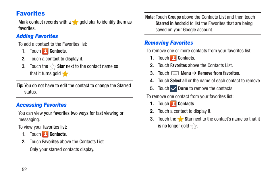 Favorites, More inf, Ormation, refer to | Samsung SM-T217AZKAATT User Manual | Page 58 / 191