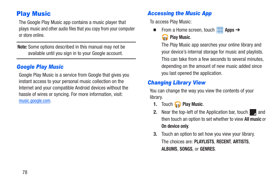 Play music | Samsung SM-T217AZKAATT User Manual | Page 84 / 191