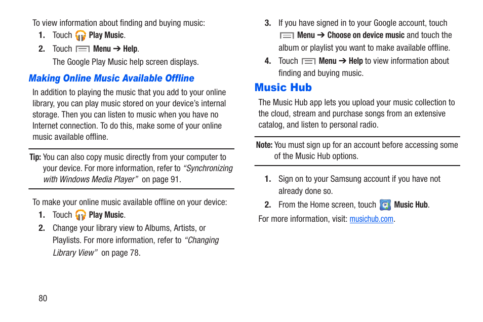 Music hub | Samsung SM-T217AZKAATT User Manual | Page 86 / 191