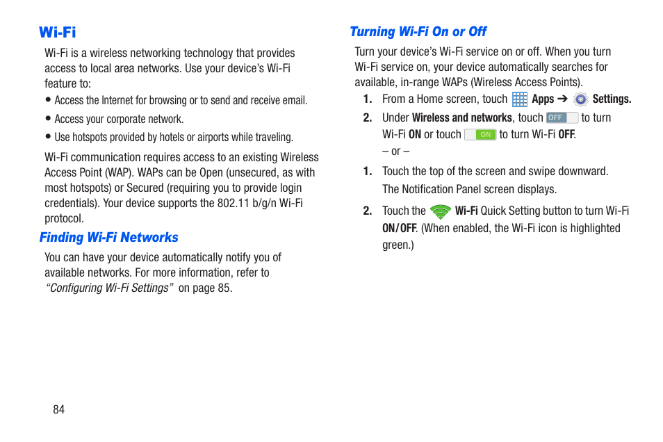 Wi-fi, Fi. for more information | Samsung SM-T217AZKAATT User Manual | Page 90 / 191
