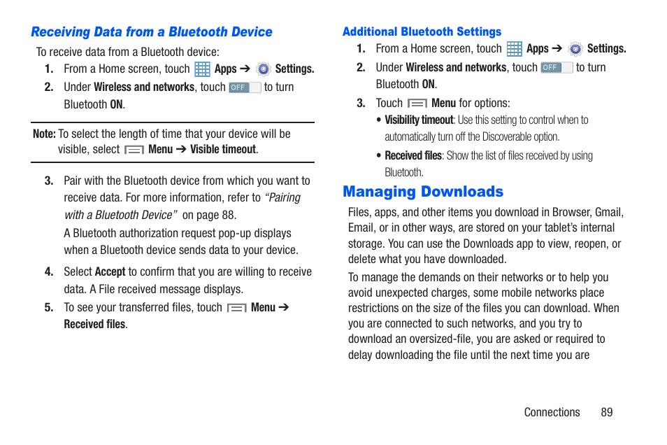 Managing downloads | Samsung SM-T217AZKAATT User Manual | Page 95 / 191