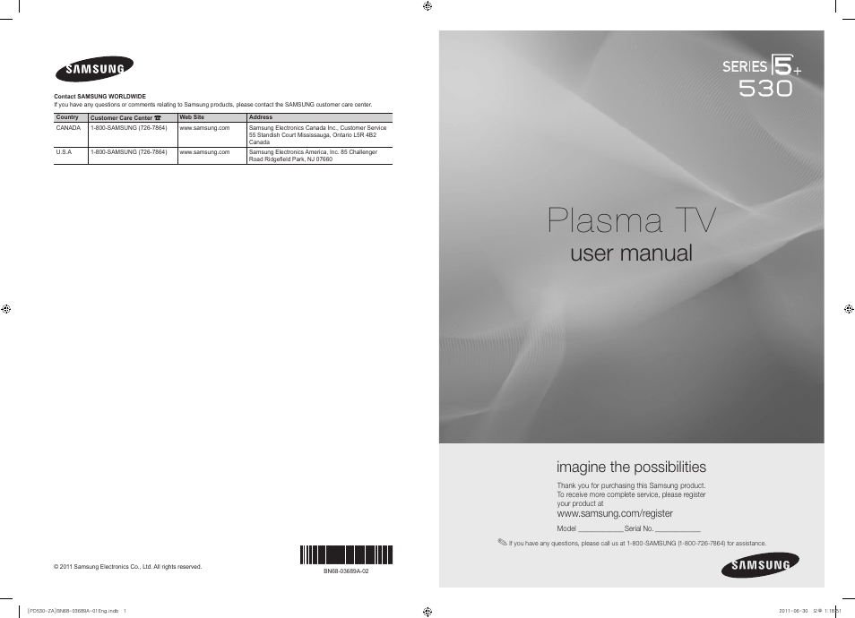 Samsung PN59D530A3FXZA User Manual | 36 pages