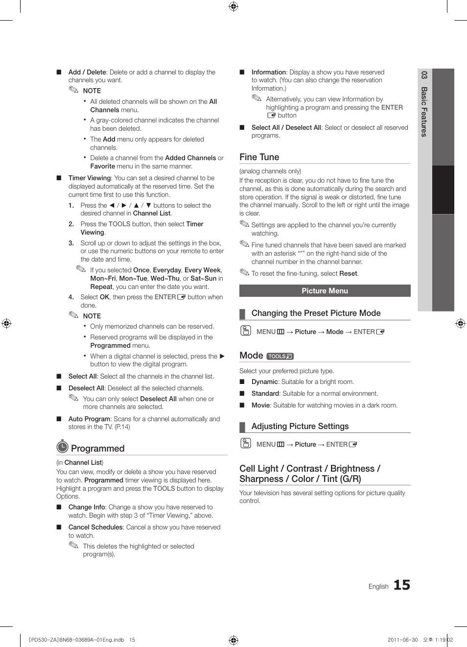 Samsung PN59D530A3FXZA User Manual | Page 15 / 36