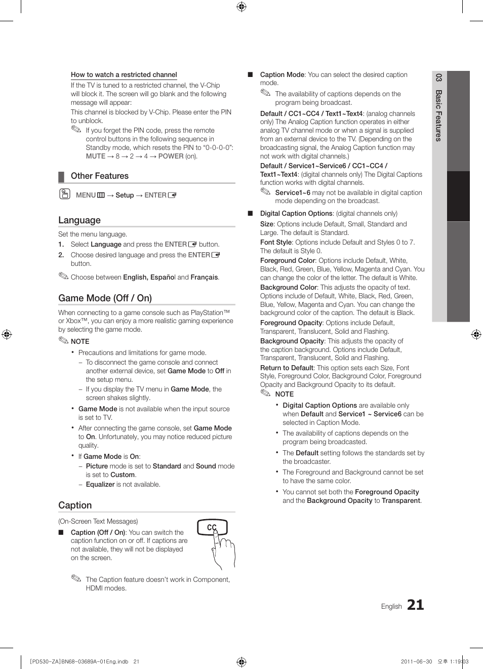 Samsung PN59D530A3FXZA User Manual | Page 21 / 36