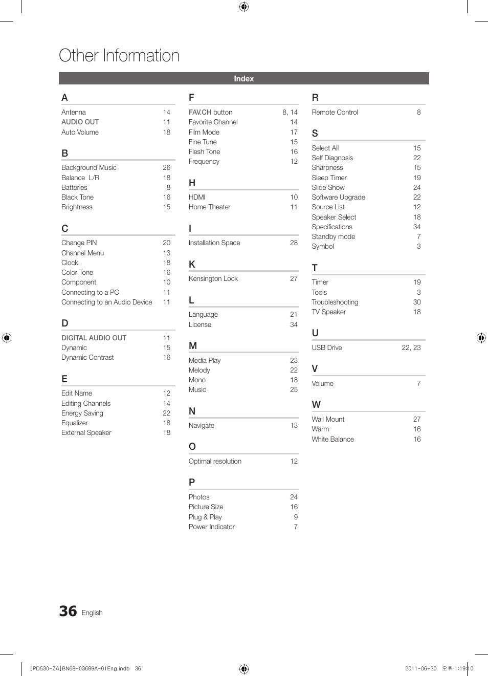 Other information | Samsung PN59D530A3FXZA User Manual | Page 36 / 36